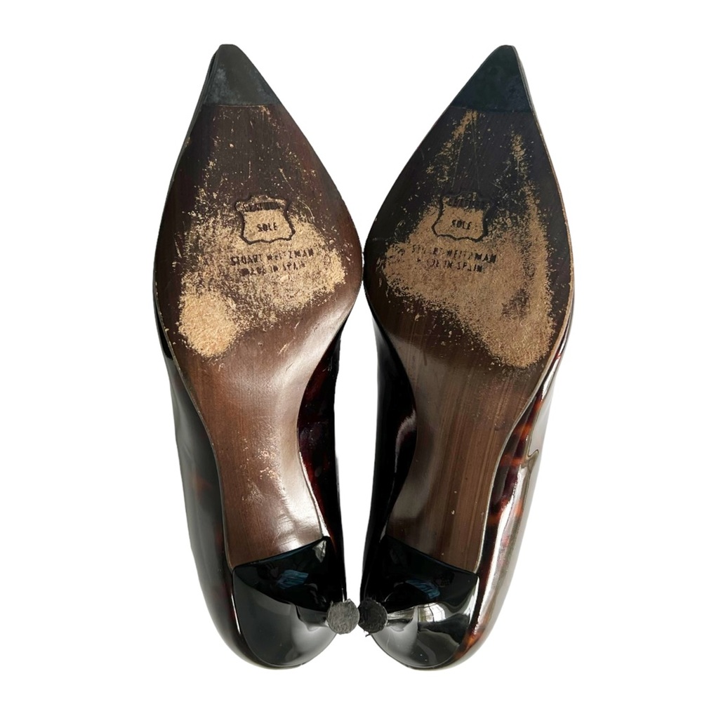 Stuart Weitzman Pointed Toe Tortoise Patent Pump … - image 8